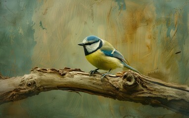 A Delightful Blue Tit Poses on a Rugged Branch