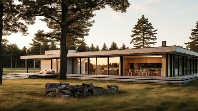 minimalist architecture farmhouse building illustration cozy historic, contemporary charming, elegant functional minimalist architecture farmhouse building