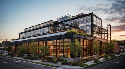 production architecture factory building illustration warehouse structure, engineering modern, sustainable urban production architecture factory building