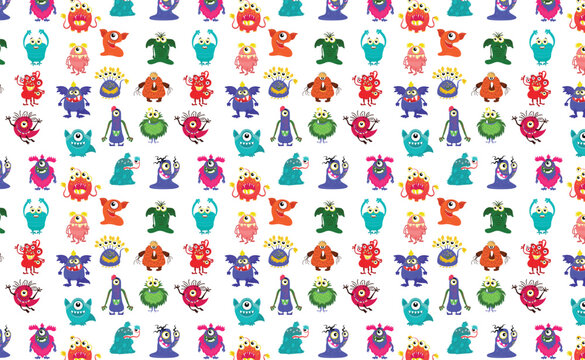seamless pattern with colorful Monsters