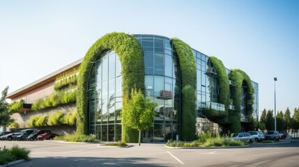 Fototapeta premium commercial office warehouse building illustration distribution facility, business center, lease rent commercial office warehouse building