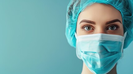 A female doctor ensures hygiene, wearing a surgical medical mask for safety and protection. Ai Generated