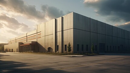 logistics industrial warehouse building illustration distribution facility, construction space, manufacturing supply logistics industrial warehouse building - obrazy, fototapety, plakaty