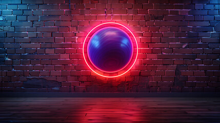 Realistic Isolated Neon Sign of Bowling Frame, Glowing Bowling Alley Entrance, Night Entertainment Concept, Neon Light Effect, Generative AI

