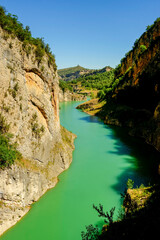Congost de Mont-Rebei reservoir. Montsec massif. Lleida.Pyrenean mountain range.Catalunya.Spain.