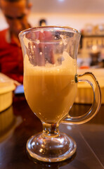 latte in glass