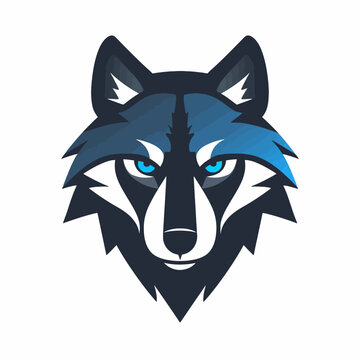 blue eyes wolf head vector