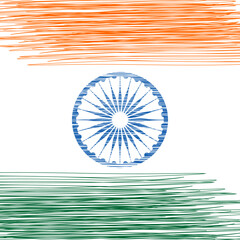 Hand Drawn Indian Tricolor Flag Vector for Independence Day