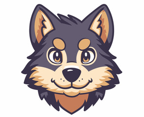 Cute Cartoon Head Wolf 
