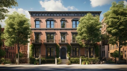 Fototapeta premium design real townhouse building illustration modern luxury, development city, residential property design real townhouse building