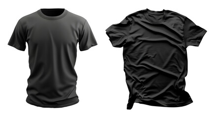 black t-shirt set isolated on transparent background