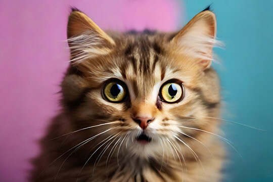 a innocent cat looking curiosity, AI Generative