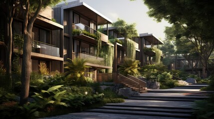 urban complex townhouse building illustration spacious contemporary, exclusive upscale, stylish sophisticated urban complex townhouse building