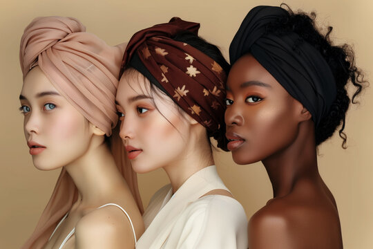 Three women with different skin tones are posing for a photo. The photo is meant to celebrate diversity and showcase the beauty of different skin tones