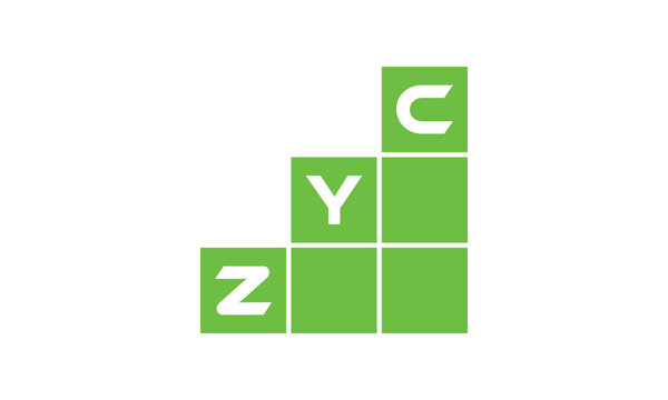 ZYC initial letter financial logo design vector template. economics, growth, meter, range, profit, loan, graph, finance, benefits, economic, increase, arrow up, grade, grew up, topper, company, scale
