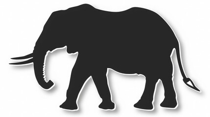 Fototapeta premium Black elephant silhouette, laser cutting path