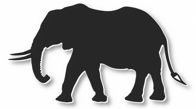 Black elephant silhouette, laser cutting path
