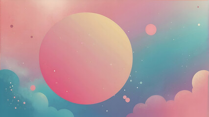 Fototapeta premium Mix cute pastel in gradient aurora color aesthetic risograph design card background with noise, blank circle space for text, banner, bubble
