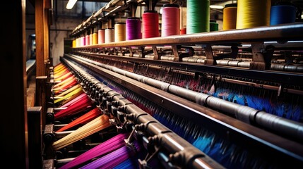 yarn loom textile mill illustration thread warp, shuttle age, jacquard dobby yarn loom textile mill - obrazy, fototapety, plakaty