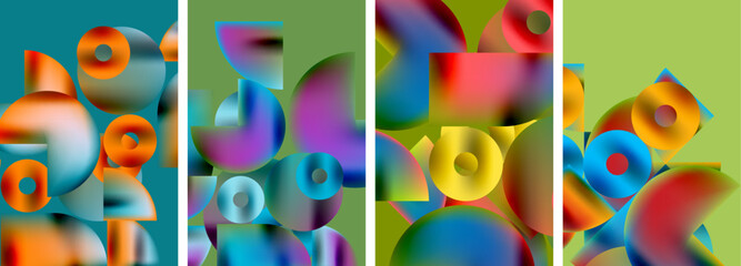 Circles and triangles with bright colorful gradient colors. Vector illustration For Wallpaper, Banner, Background, Card, Book Illustration