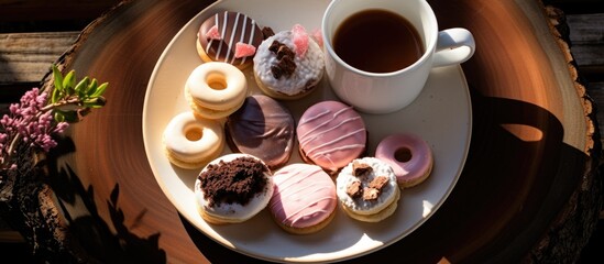 Indulgent Moment: Tempting Cookies and Aromatic Coffee on an Elegant Plate