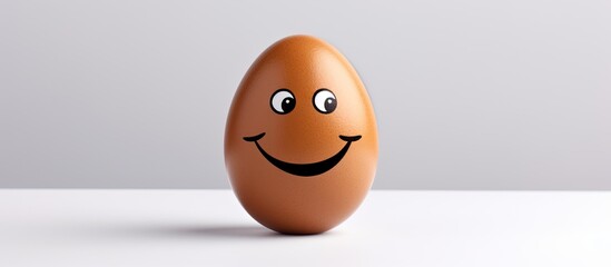 Cheerful Egg Character with Smiley Face, Positive Emotions and Happiness Concept