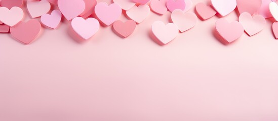 Vibrant Pink Heart Icons Arranged on a Soft Pastel Pink Background