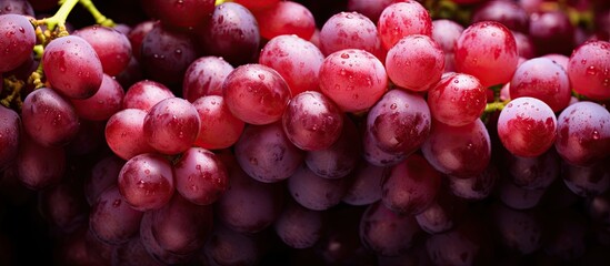Juicy Red Grapes Hanging on the Vine in a Bountiful Harvest Orchard