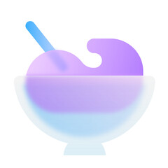 Bingsoo Ice Bowl Dessert Food Beverages Glassmorphism UI Icon Sign and Symbol Design Illustrator Png Svg	
