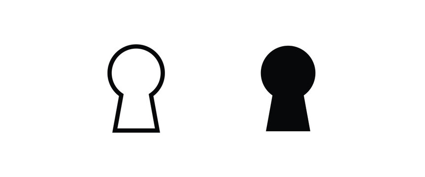 keyhole icon, door lock, key hole, Security, protection line and flat icon set, editable stroke isolated on white, linear vector outline illustration, symbol logo design style