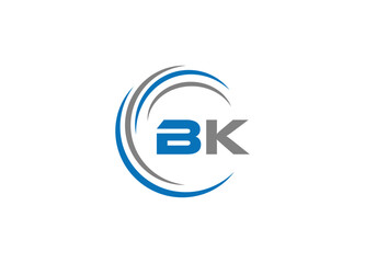  Bk Logo design with square frame line art. - obrazy, fototapety, plakaty