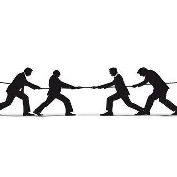 silhouetted business people tug of war clip art preview