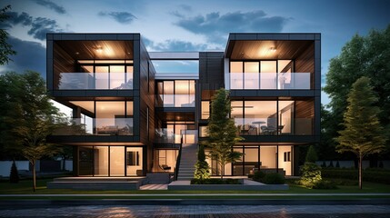 urban complex townhouse building illustration spacious contemporary, exclusive upscale, stylish sophisticated urban complex townhouse building