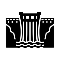 "Dam Icon Vector": Captures A Dam’s Essence With Elements Of Water, Turbine, And Electricity In Vector Format.