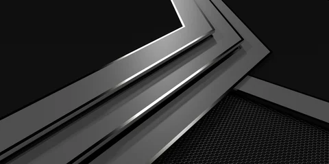 Foto op Plexiglas Modern abstract shiny layer background, Black theme background layer 3d © Wahyu