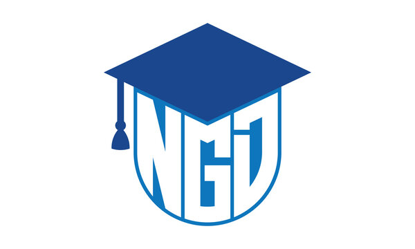 NGD initial letter academic logo design vector template. school college logo, university logo, graduation cap logo, institute logo, educational logo, library logo, teaching logo, book shop, varsity	