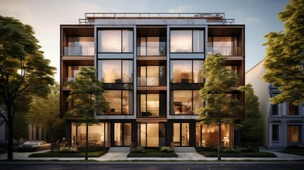 Fototapeta na wymiar exclusive luxury townhouse building illustration sophisticated chic, designer high, end prestigious exclusive luxury townhouse building