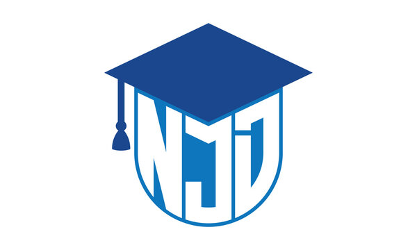 NJD initial letter academic logo design vector template. school college logo, university logo, graduation cap logo, institute logo, educational logo, library logo, teaching logo, book shop, varsity	