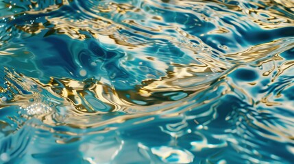 Wiosenne fale błękitnej wody, których powierzchnia jest widoczna z bliska. - obrazy, fototapety, plakaty