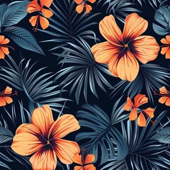 Hawaiian graphics Hawaiian shirt, Seamless pattern For clothing and decorative work generative ai art