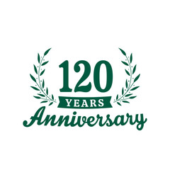 Celebrating 120 years anniversary logo design template. 120th anniversary celebrations logotype. Vector and illustrations.