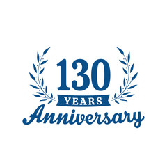 Celebrating 130 years anniversary logo design template. 130th anniversary celebrations logotype. Vector and illustrations.