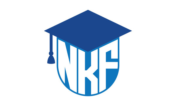 NKF initial letter academic logo design vector template. school college logo, university logo, graduation cap logo, institute logo, educational logo, library logo, teaching logo, book shop, varsity	