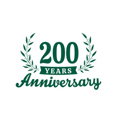 Celebrating 200 years anniversary logo design template. 200th anniversary celebrations logotype. Vector and illustrations.