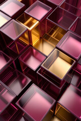 Abstract background of transparent x-ray geometric boxes and cube. - 760309969