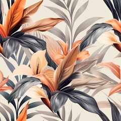 Hawaiian graphics Hawaiian shirt, Seamless pattern For clothing and decorative work generative ai art
