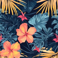 Hawaiian graphics Hawaiian shirt, Seamless pattern For clothing and decorative work generative ai art