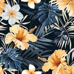 Hawaiian graphics Hawaiian shirt, Seamless pattern For clothing and decorative work generative ai art