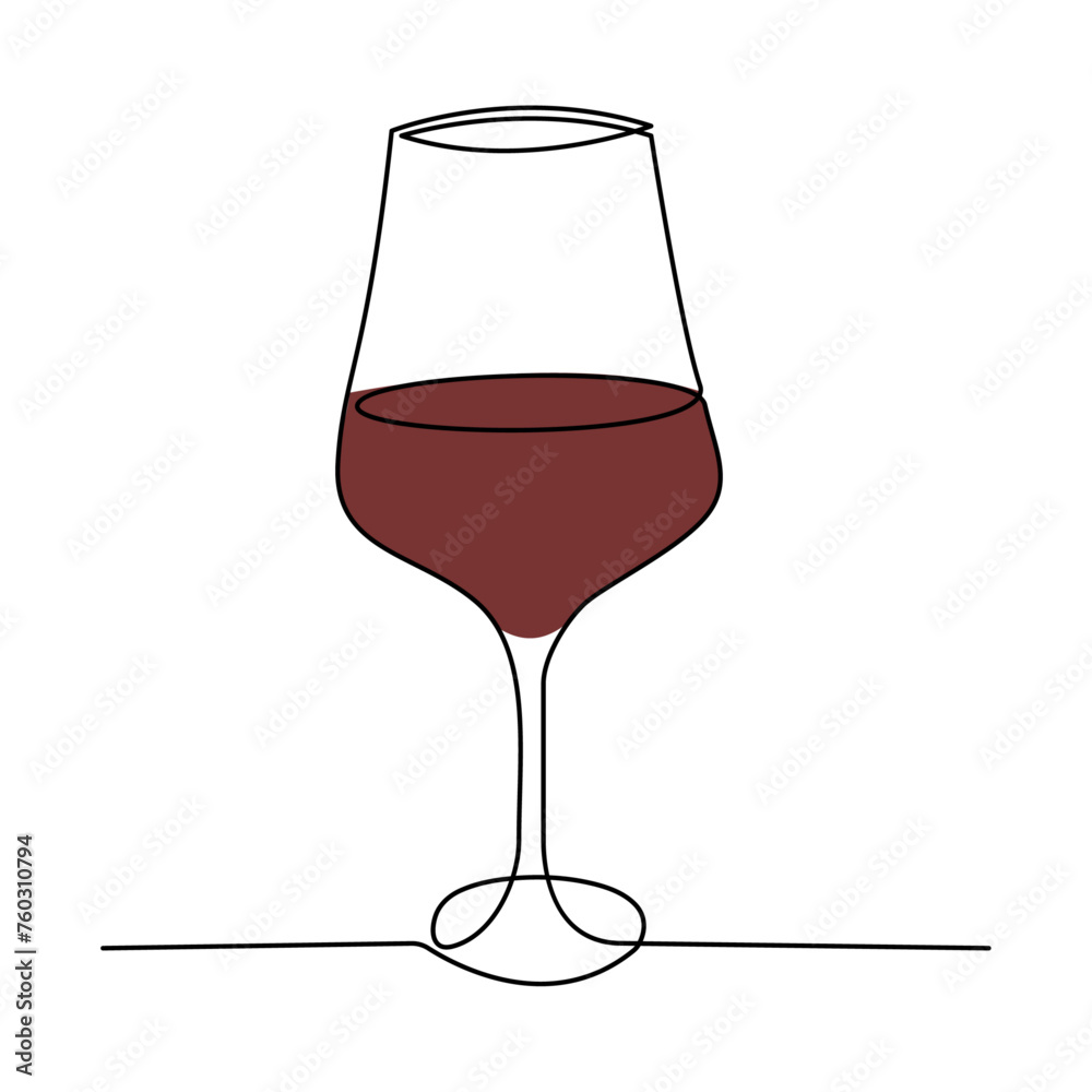 Poster wine glass isolated on white background. continuous one line drawing vector illustration minimalism 