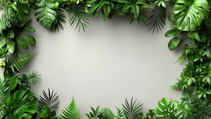 Fototapeta na wymiar Tropical leaves isolated on white background copy space, summer holiday banner. With generative AI